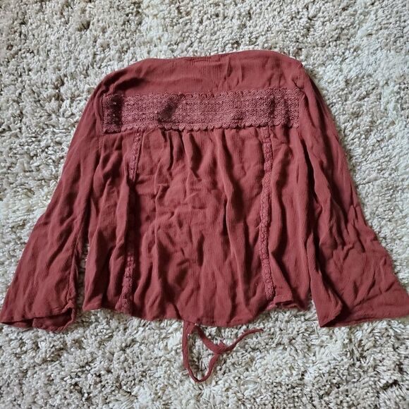 American Eagle Outfitters Boho Cropped Flowy Blouse Women's Size Medium - Picture 4 of 4